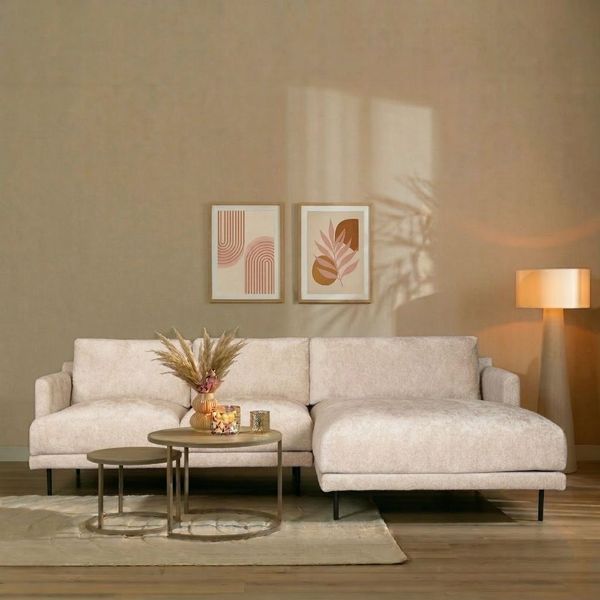 Bronx71 Ecksofa Denver Chenille weiß/beige rechts