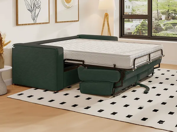 Vente-unique - LORETO Sofa SamtStoff Grün - B 223 cm95 cm x H 90 cm x L 215 cm