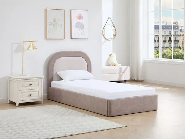 Vente-unique - IDONO Bett Stoff SchokoladenbraunBeige - B 199 cm x H 95 cm x L 101 cm