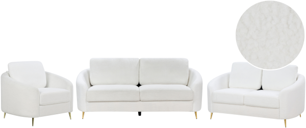 Sofa Set Bouclé weiß gold 6-Sitzer TROSA