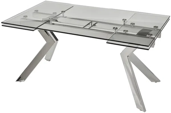Esstisch Sicherheitsglas & Metall VELIKA - Ausziehbar Bild 6