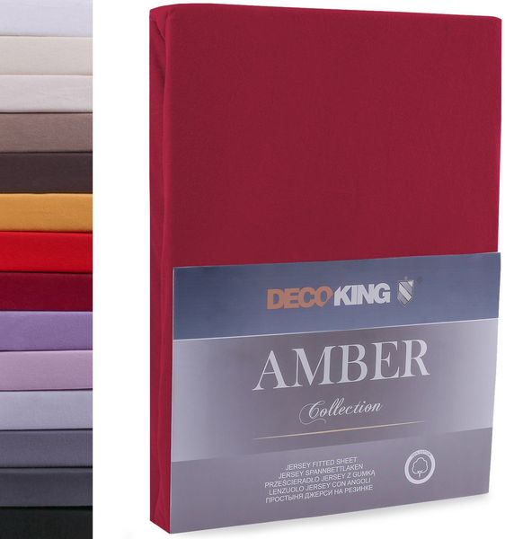 DecoKing Spannbettlaken 200x220 220x240 cm Bordeaux Spannbetttücher Jersey 100% Baumwolle Boxspringbett Amber 200x220 220x240