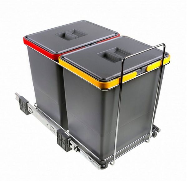 SO-TECH® Mülleimer Abfallsammler Ecofil 18+18L mit Deckel, voll ausziebar für Korpusbreite ab 40 cm