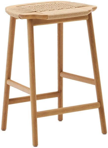 Barhocker Enit, Echtholz, Beige, Holzfarben, 46 x 66 x 38 cm