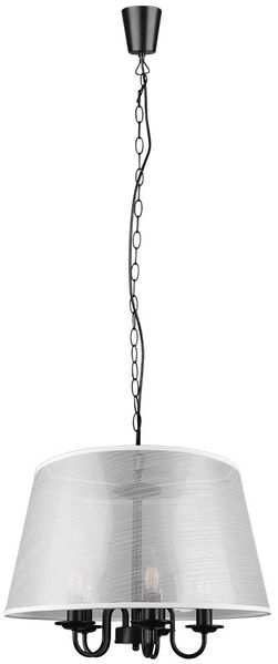 Hängelampe, Metall, 5 flammig, schwarz matt, H 150cm