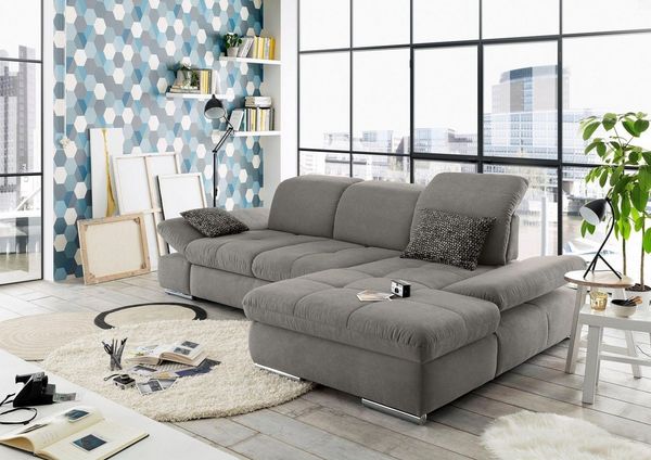 set one by Musterring Ecksofa SO4100 V, mit verstellbaren Kopfteilen, wahlweise mit Funktionen, Cord-Bezug