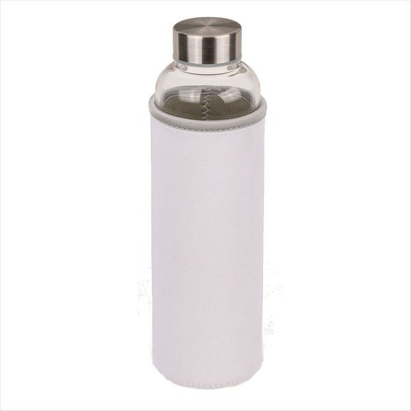 Trinkflasche aus Borosilikatglas mit Überzug ca. 550 ml in 3 Farben Flasche Glas weiß