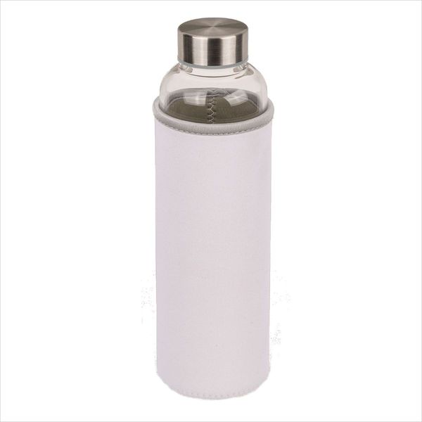Trinkflasche aus Borosilikatglas mit Überzug ca. 550 ml in 3 Farben Flasche Glas weiß