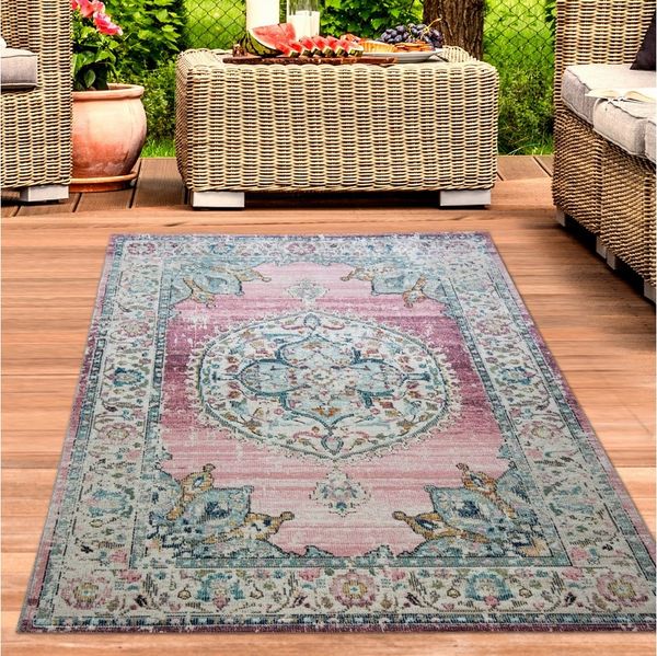 Carpetia Outdoorteppich In- und Outdoor, rechteckig, Höhe: 5 mm, mit orientalischem Vintage-Ornamentmuster