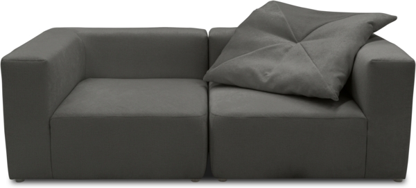 DOMO. collection Sofa 800013, 2-Sitzer Garnitur, rechteckig, gepolsterte Rückenlehne, Modul-Element, 2er Couch, Polsterganitur, 216 x 108 x 69 (BxTxH), grau