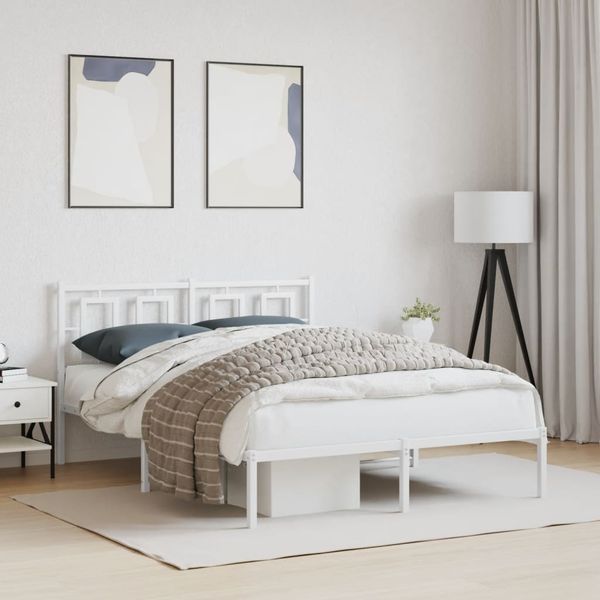 vidaXL Bettgestell mit Kopfteil Metall Weiß 140x190 cm 374290