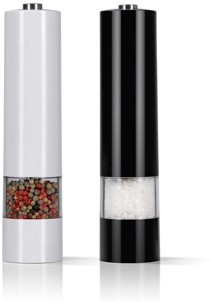 GOURMETmaxx Salz- & Pfeffermühle 2-tlg. 6V schwarz/weiß mit LED-Licht