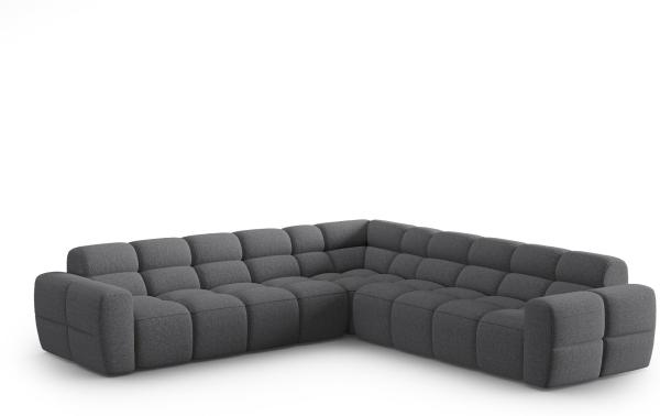Micadoni Symmetrisches Ecksofa Lisa 5-Sitzer Strukturierter Stoff Sorella Grau