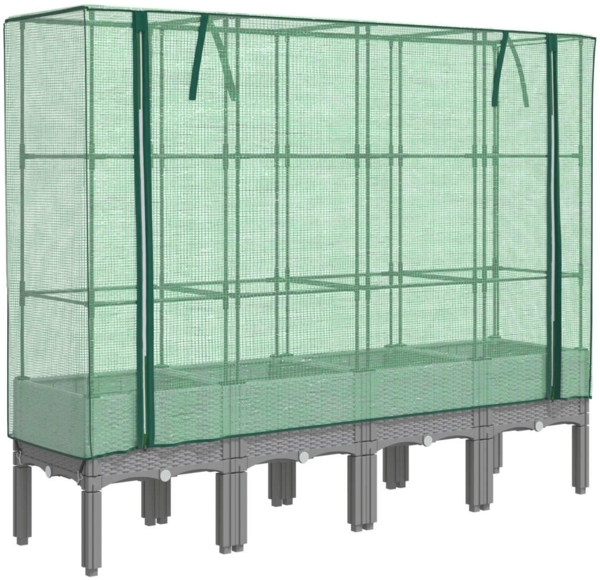vidaXL Hochbeet mit Gewächshaus-Aufsatz Rattan-Optik 160x40x140 cm 4015863