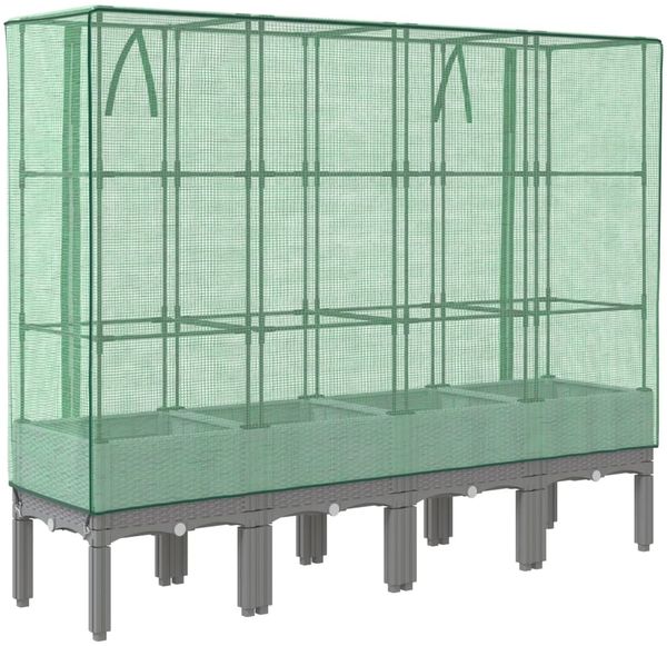 vidaXL Hochbeet mit Gewächshaus-Aufsatz Rattan-Optik 160x40x140 cm 4015863 Bild 6