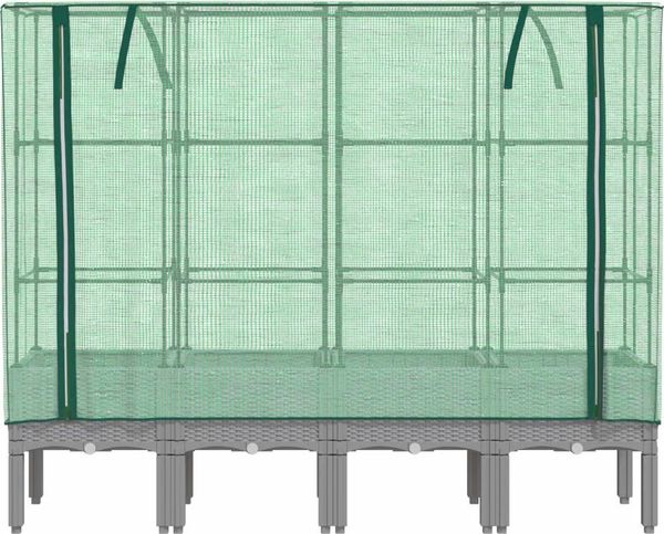 vidaXL Hochbeet mit Gewächshaus-Aufsatz Rattan-Optik 160x40x140 cm 4015863 Bild 4