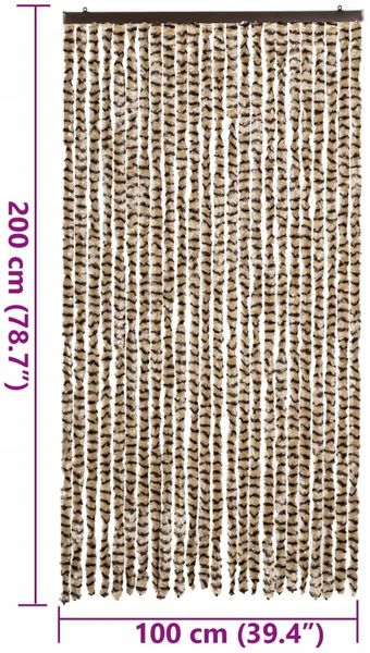 vidaXL Fliegenvorhang Beige und Braun 100x200 cm Chenille 377389 Bild 7