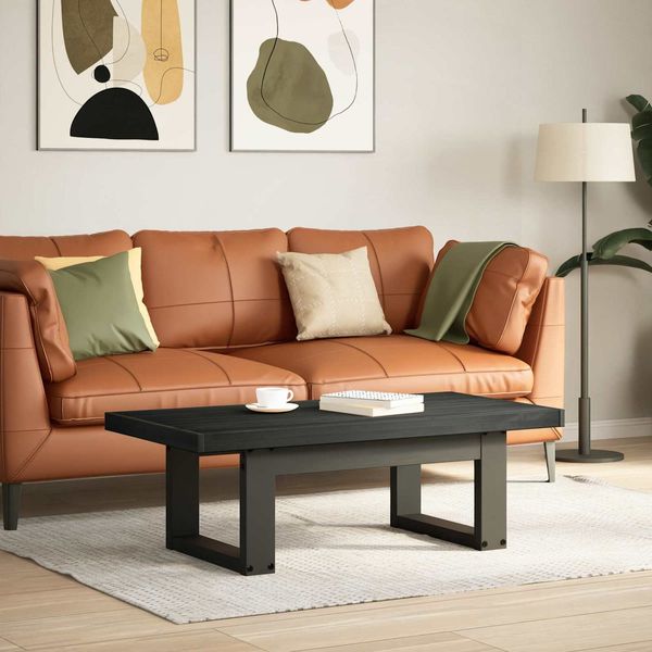 vidaXL Couchtisch NOAIN Schwarz 119 x 60 x 40 cm Massives Kiefernholz 42020913