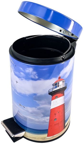 Sanilo Kosmetikeimer Leuchtturm, 3 Liter, Bad Mülleimer mit Absenkautomatik & Innenbehälter
