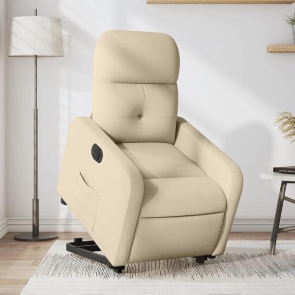 vidaXL Relaxsessel mit Aufstehhilfe Elektrisch Creme Stoff 3206821