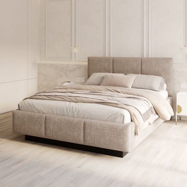 FDM Polsterbett ALMADA modern mit Bettkasten MADE IN EU - mit Ottawa Bezug (verfügbar 90x200 120x200 140x200 160x200 180x200 cm, Bettrahmen, Bett, mit großen gepolsterten Kopfteil, mit Bettkasten zum aufklappen), Hebbarer Metallrahmen, Bettkasten