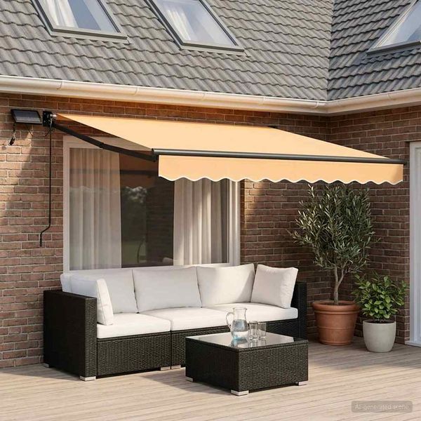 vidaXL Manuelle Gelenkarmmarkise mit LEDs Sand 3425872
