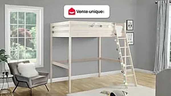 Vente-unique - GEDEON Bett Holz, Platte Weiß - B 203,5 cm x H 196,8 cm x L 198 cm