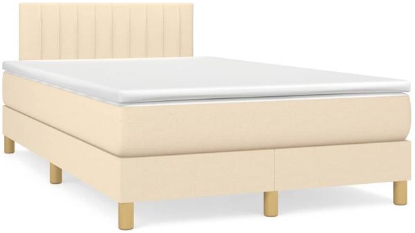 vidaXL Boxspringbett mit Matratze Creme 120x190 cm Stoff 3269791
