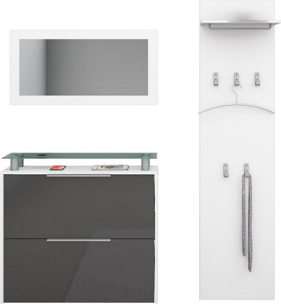 borchardt Möbel Garderoben-Set Rena 2, (3-tlg), mit Glasablage