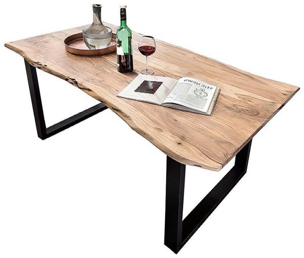 SAM® Baumkantentisch Lennart, massives Akazienholz, natürliche Baumkante, Metallgestell U-Form Bild 5