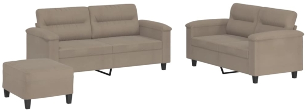 vidaXL 3-tlg. Sofagarnitur mit Kissen Taupe Mikrofasergewebe 3202320