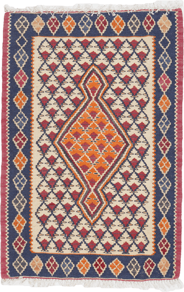 Looma 'Pargol' Kelim Senneh handgewebt, Schurwolle Beige, 60x90 cm