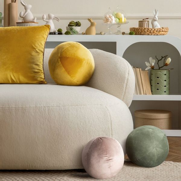 Eurofirany Dekokissen Kugelkissen Kugelformiges Kissen Ball Samt Velvet, besonders weich, dekorativ und designvoll 24 cm