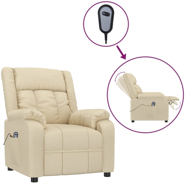vidaXL Relaxsessel Elektrisch Creme Stoff 3143576