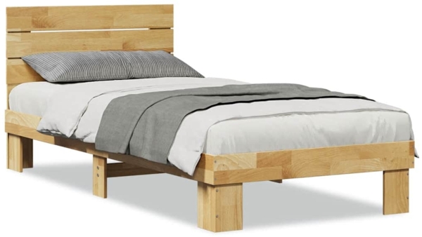 vidaXL Massivholzbett mit Kopfteil ohne Matratze 90x190 cm Eichenholz 3324135