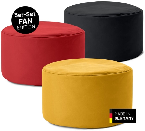 Lumaland Sitzsack-Hocker EM-Set 3-tlg. 150l schwarz/rot/gelb 1x schwarz/1x rot/1x gelb