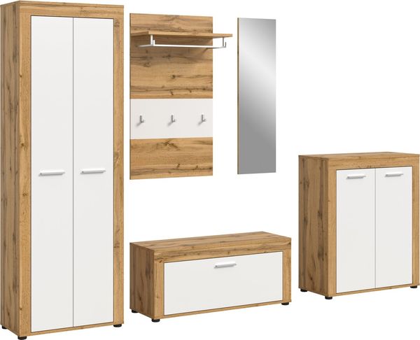 Home affaire Garderoben-Set Aosta, (Set, 5-St), Aosta, Höhe 191 cm, 5-tlg. Garderobenset, Flur, Diele