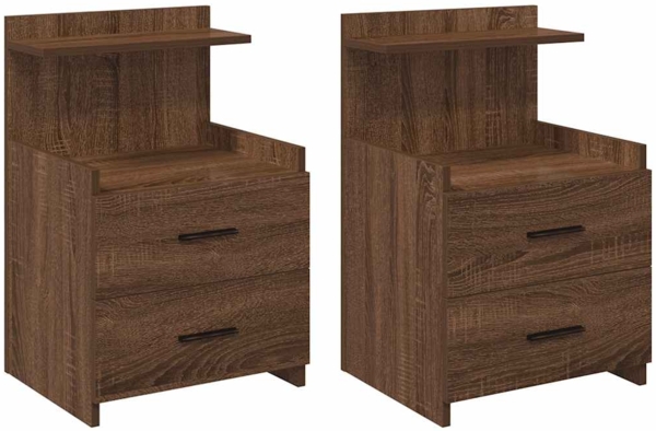 vidaXL Nachttische 2 Stk. mit 2 Schubladen Braun Eichen-Optik 40x36,5x62 cm 858645