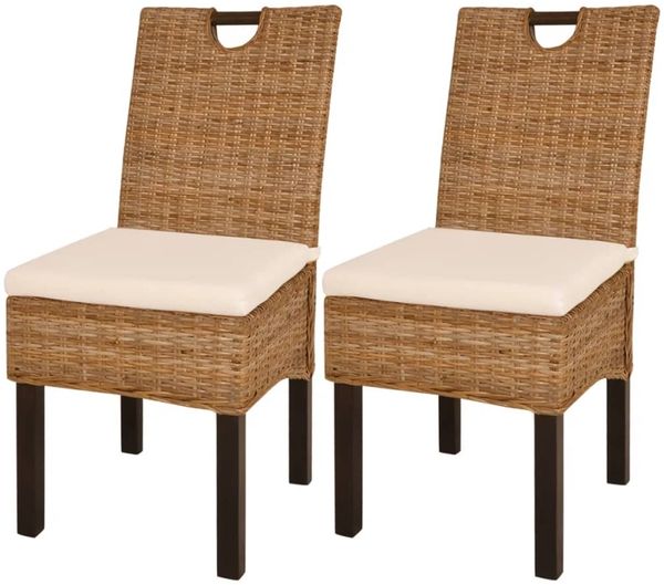 vidaXL Esszimmerstühle 2 Stk. Kubu-Rattan Mangoholz [243639]