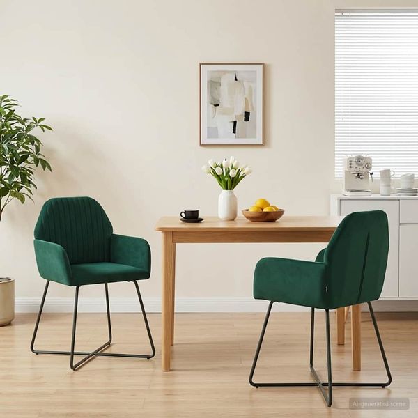 vidaXL Esszimmerstühle 2 pcs Samt (V) Dunkelgrün 55 x 50 x 84 cm 42034368