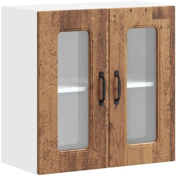 vidaXL Küchen-Hängeschrank mit Glastür Kalmar Altholz-Optik Holzwerkstoff 853675 Bild 2