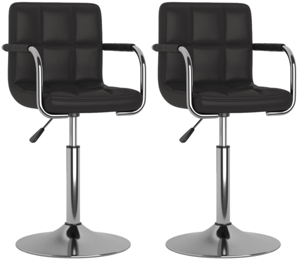 vidaXL Esszimmerstühle 2 Stk. Drehbar Schwarz Kunstleder [334574]