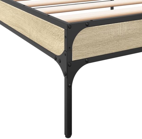 vidaXL Bettgestell Sonoma-Eiche 90x200 cm Holzwerkstoff und Metall 845032 Bild 2