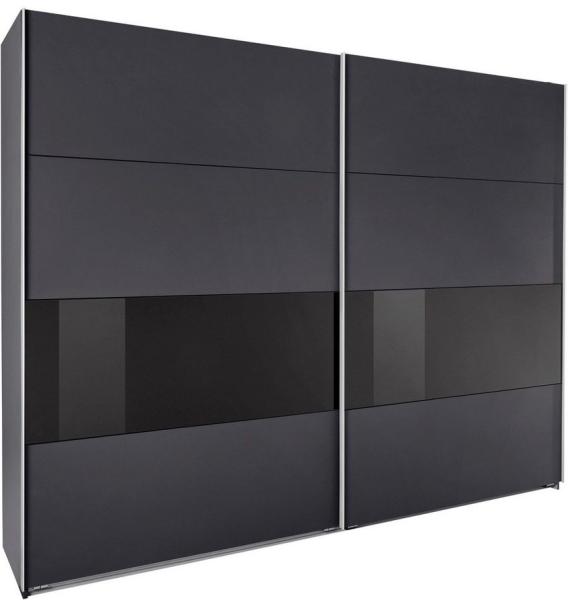 Schwebetürenschrank Bramfeld Kleiderschrank Ausfürung Graphit / Schwarzglas