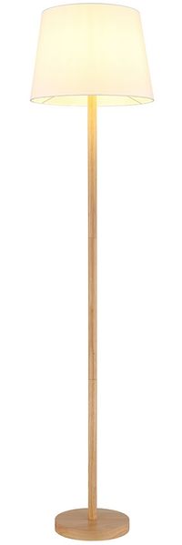 Stehleuchte, Holzoptik, Textil weiß, H 151 cm