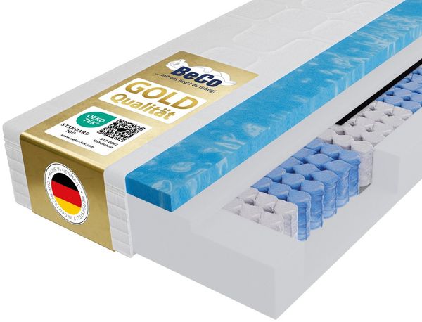 Taschenfederkernmatratze Royal Komfort Gel – GOLD TFK-Matratze mit Geltopper für Luxusschlaf, Beco, 26 cm hoch, Mit integriertem Geltopper, Wendematratze, Ideal auch in 140x200