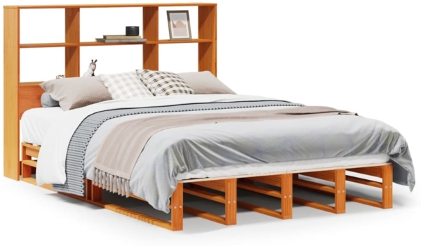 vidaXL Massivholzbett ohne Matratze Wachsbraun 160x200 cm Massivholz 3323928