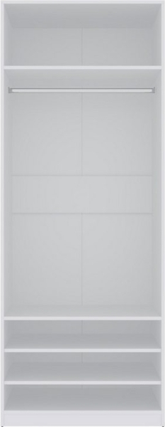 Marmex Möbel TRES 03B offener Schlafzimmerschrank mit Kleiderstange und Einlegeböden, Garderobenschrank ohne Türen, laminierte Spanplatte, weiß, 80x206x51 cm Bild 1