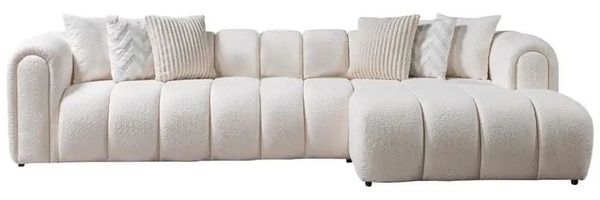 Skye Decor Ecksofa, L Form Bohem Sofa Bouclé Optik mit 7 Kissen – modernes Design