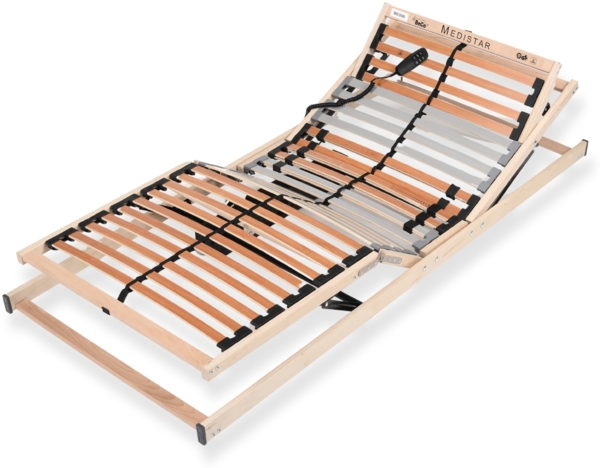 Lattenrost 100x200 cm elektrisch verstellbares Kopf & Fußteil fertig montiert 28 Latten 5 Zonen 150?kg Traglast Birkenschichtholz Made in Germany